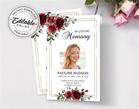 etsy funeral program|editable funeral program template etsy.